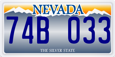 NV license plate 74B033