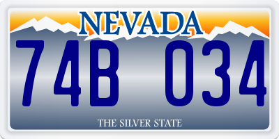 NV license plate 74B034