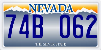 NV license plate 74B062