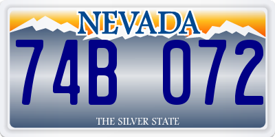NV license plate 74B072