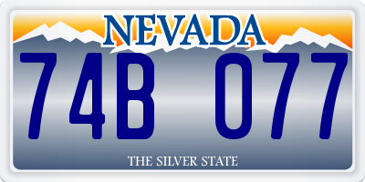 NV license plate 74B077