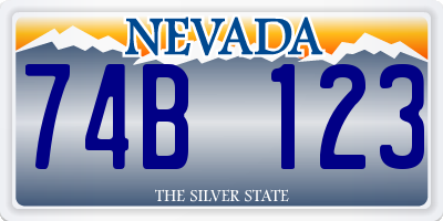 NV license plate 74B123