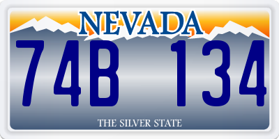 NV license plate 74B134