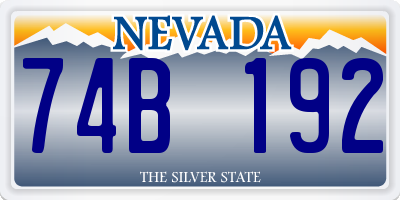 NV license plate 74B192