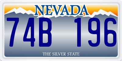 NV license plate 74B196