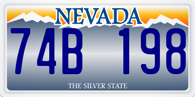 NV license plate 74B198