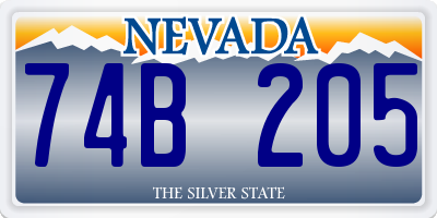 NV license plate 74B205