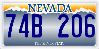 NV license plate 74B206
