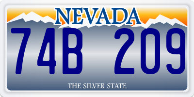 NV license plate 74B209