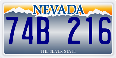NV license plate 74B216