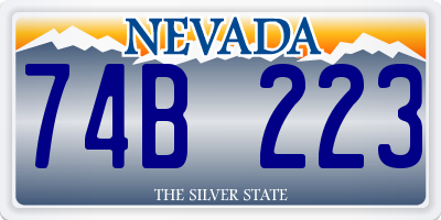 NV license plate 74B223