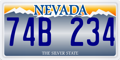NV license plate 74B234