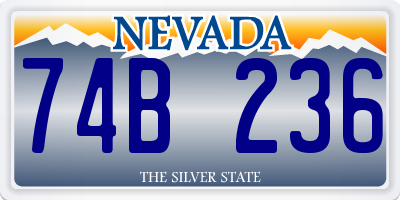 NV license plate 74B236
