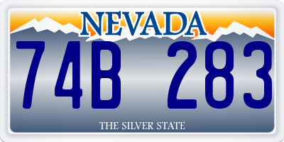 NV license plate 74B283