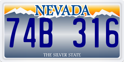 NV license plate 74B316