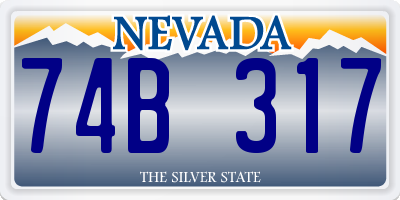 NV license plate 74B317