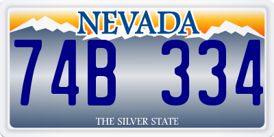 NV license plate 74B334