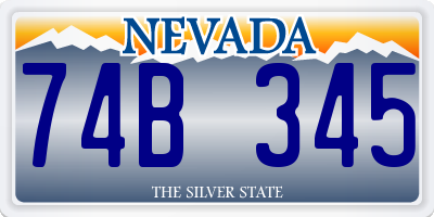 NV license plate 74B345