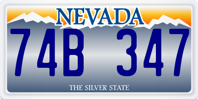 NV license plate 74B347