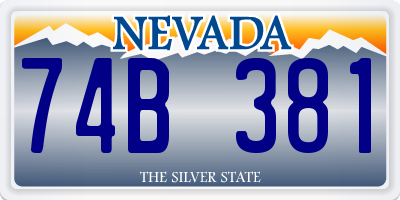 NV license plate 74B381