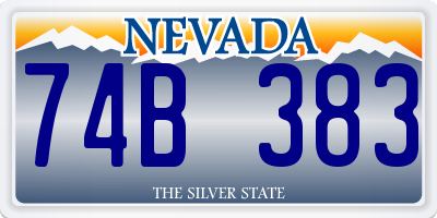 NV license plate 74B383