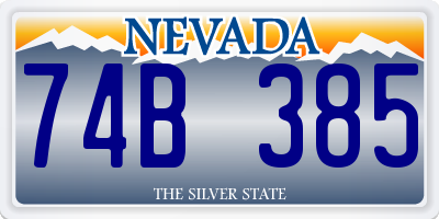 NV license plate 74B385