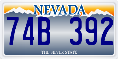 NV license plate 74B392