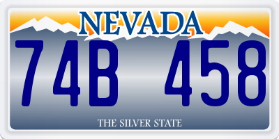 NV license plate 74B458