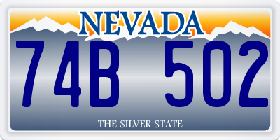 NV license plate 74B502