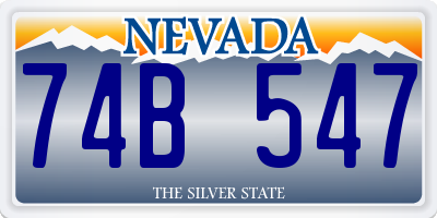 NV license plate 74B547