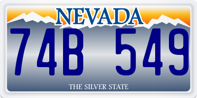 NV license plate 74B549