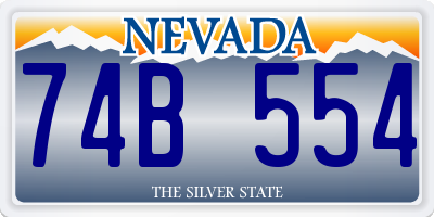 NV license plate 74B554