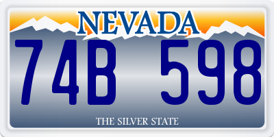 NV license plate 74B598