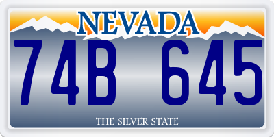 NV license plate 74B645