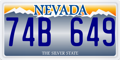 NV license plate 74B649