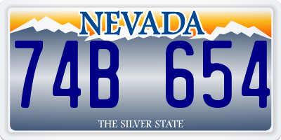 NV license plate 74B654