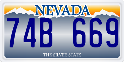 NV license plate 74B669