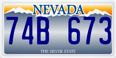 NV license plate 74B673