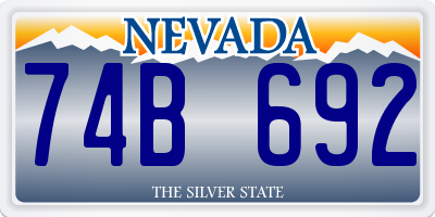 NV license plate 74B692