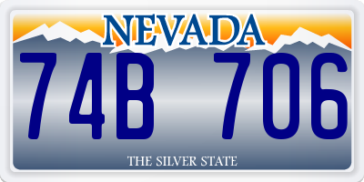NV license plate 74B706