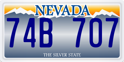 NV license plate 74B707