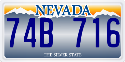 NV license plate 74B716