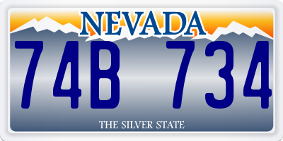 NV license plate 74B734