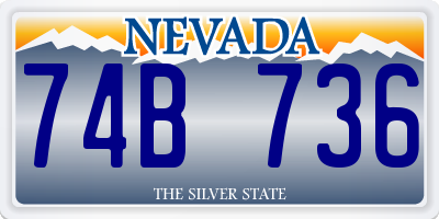 NV license plate 74B736