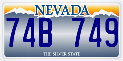 NV license plate 74B749