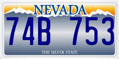 NV license plate 74B753