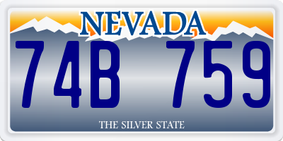 NV license plate 74B759