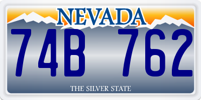 NV license plate 74B762
