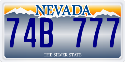 NV license plate 74B777