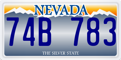 NV license plate 74B783